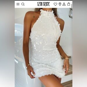 12th Tribe White Sequin Mini Dress